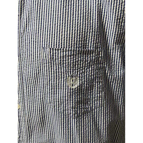 Chaps Seersucker Striped Blue/White S/S Button Down Men's Shirts Size XXL - Picture 4 of 4